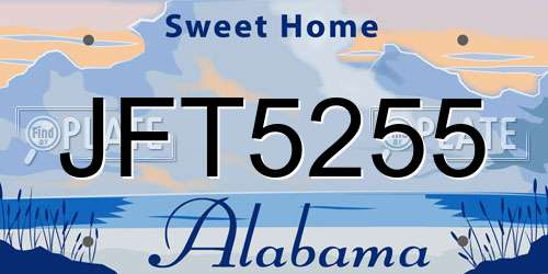 JFT5255 Alabama License Plate