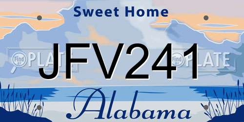 JFV241 Alabama License Plate