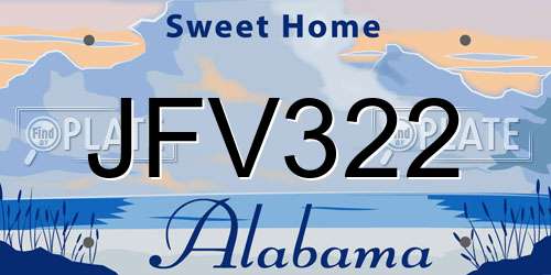JFV322 Alabama License Plate