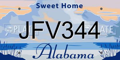 JFV344 Alabama License Plate