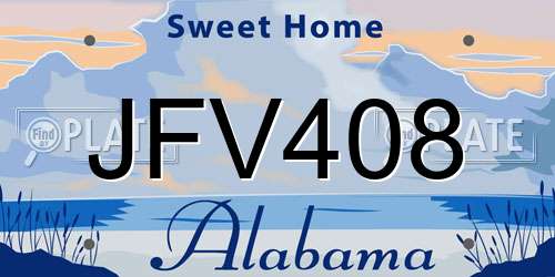 JFV408 Alabama License Plate