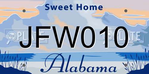 JFW010 Alabama License Plate