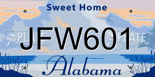 JFW601 Alabama License Plate