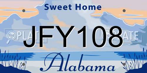 JFY108 Alabama License Plate