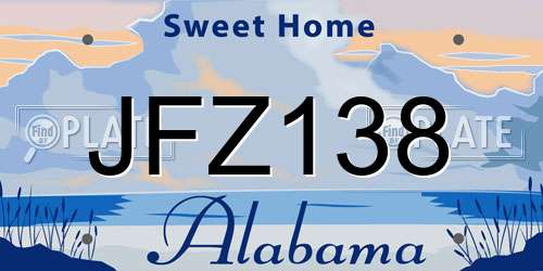 JFZ138 Alabama License Plate