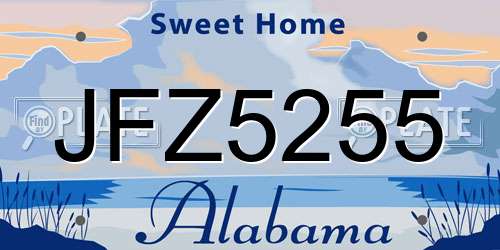 JFZ5255 Alabama License Plate