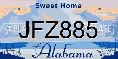 JFZ885 Alabama License Plate