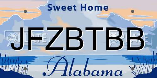 JFZBTBB Alabama License Plate