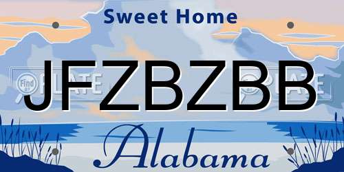 JFZBZBB Alabama License Plate