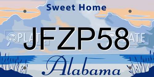 JFZP58 Alabama License Plate