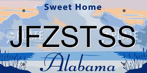 JFZSTSS Alabama License Plate