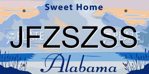 JFZSZSS Alabama License Plate