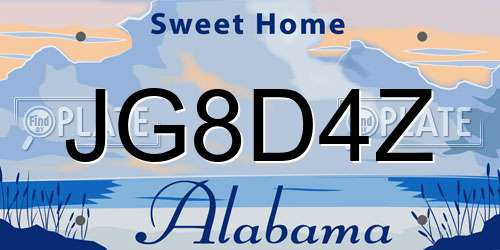 JG8D4Z Alabama License Plate