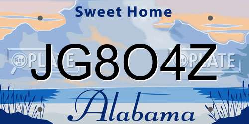 JG8O4Z Alabama License Plate