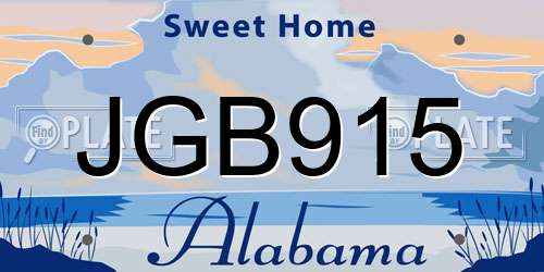JGB915 Alabama License Plate
