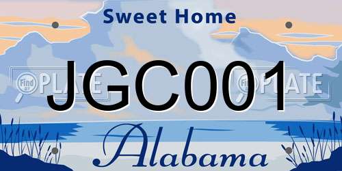 JGC001 Alabama License Plate