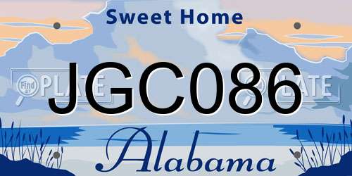 JGC086 Alabama License Plate