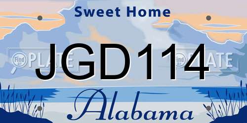 JGD114 Alabama License Plate
