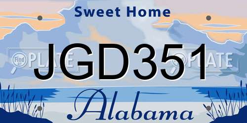 JGD351 Alabama License Plate