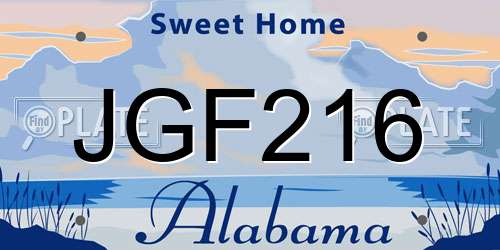 JGF216 Alabama License Plate