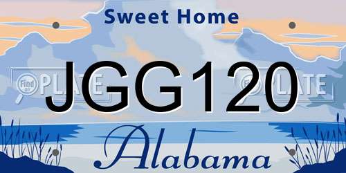 JGG120 Alabama License Plate