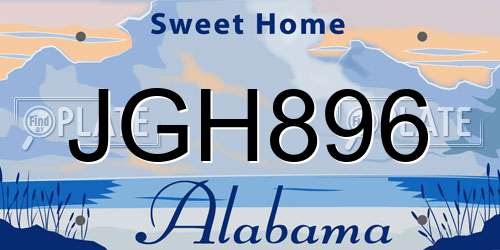JGH896 Alabama License Plate