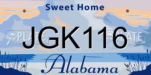 JGK116 Alabama License Plate
