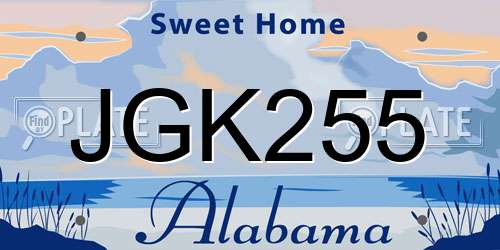 JGK255 Alabama License Plate