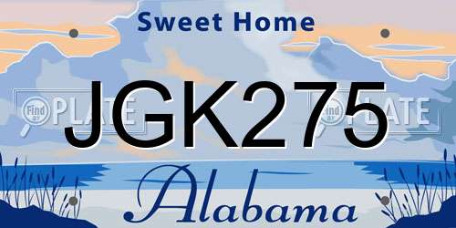 JGK275 Alabama License Plate