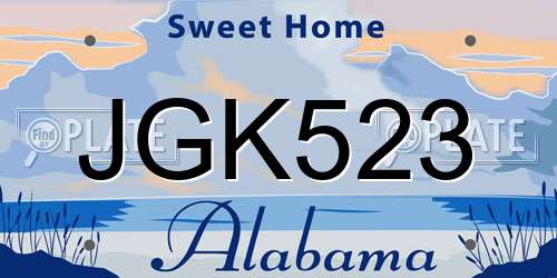 JGK523 Alabama License Plate