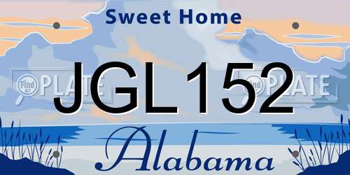 JGL152 Alabama License Plate