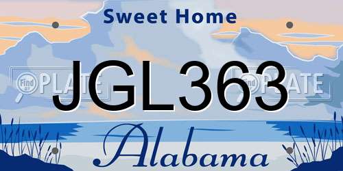 JGL363 Alabama License Plate