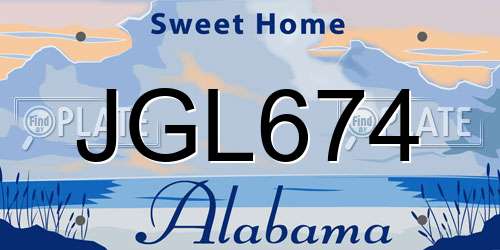 JGL674 Alabama License Plate