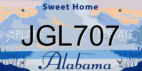 JGL707 Alabama License Plate