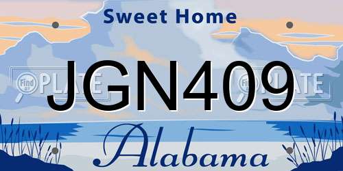 JGN409 Alabama License Plate
