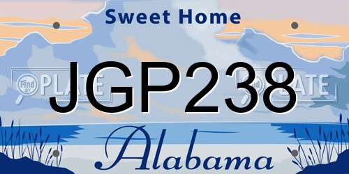 JGP238 Alabama License Plate