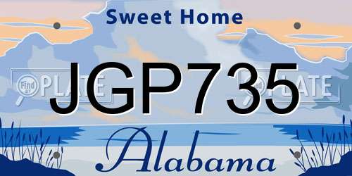 JGP735 Alabama License Plate