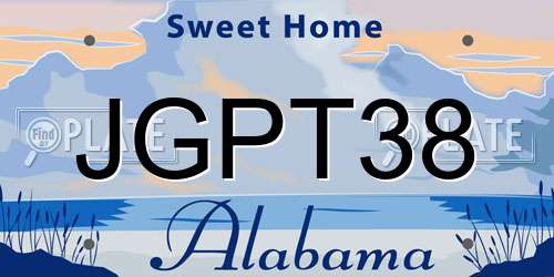 JGPT38 Alabama License Plate