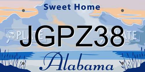 JGPZ38 Alabama License Plate