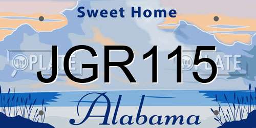 JGR115 Alabama License Plate