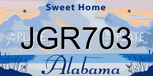 JGR703 Alabama License Plate