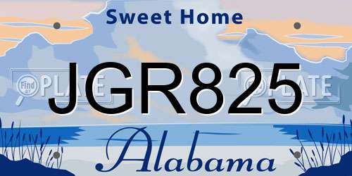 JGR825 Alabama License Plate