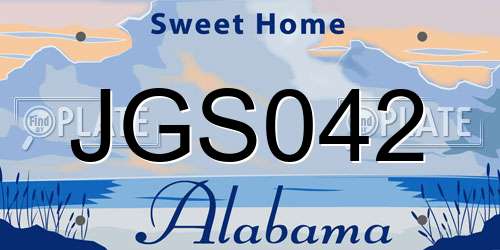 JGS042 Alabama License Plate