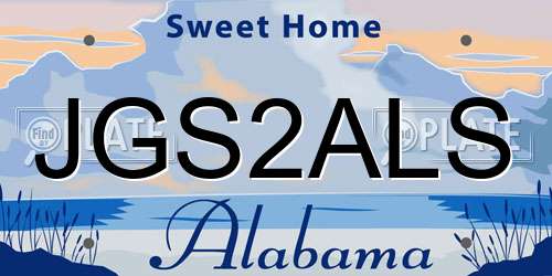 JGS2ALS Alabama License Plate