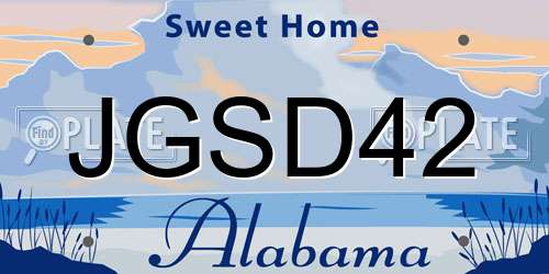 JGSD42 Alabama License Plate