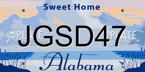 JGSD47 Alabama License Plate