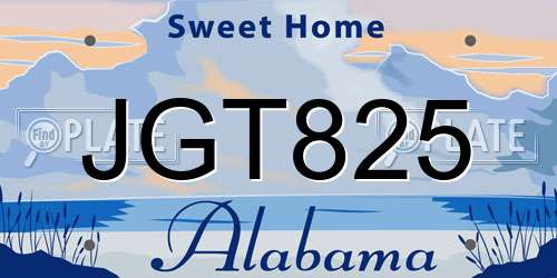 JGT825 Alabama License Plate