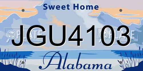 JGU4103 Alabama License Plate