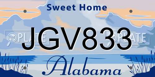 JGV833 Alabama License Plate