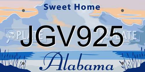 JGV925 Alabama License Plate